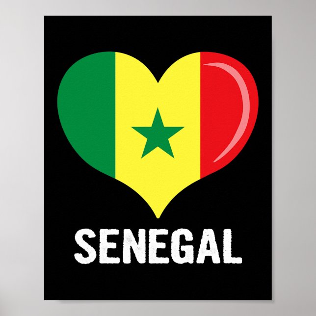 Heart Senegal Flagga Manar Women Kids Patriotic Poster (Framsidan)