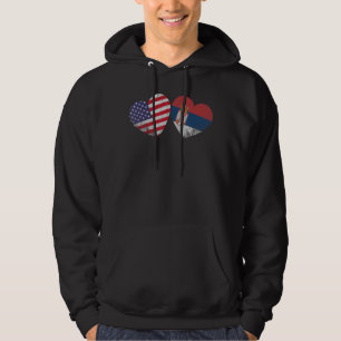 Heart Serbian American Flagga Patriotic Family Her Hoodie
