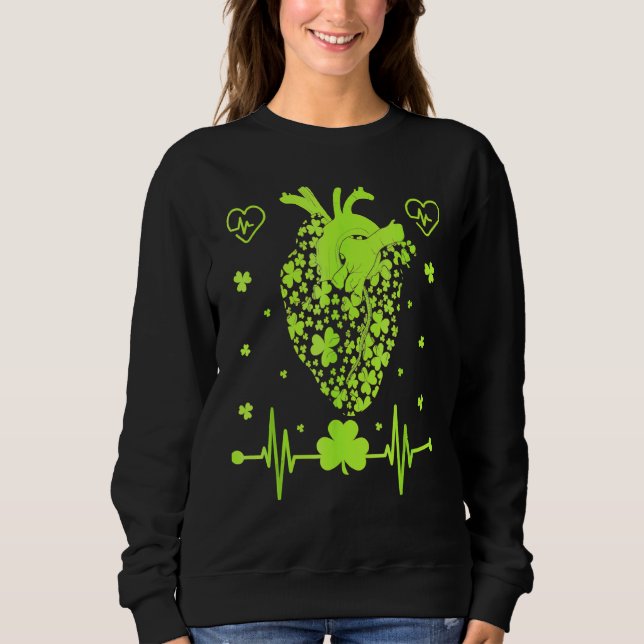 Heart Shamrock Cardiac Nurse St Patrick S Day Iris T Shirt (Framsida)