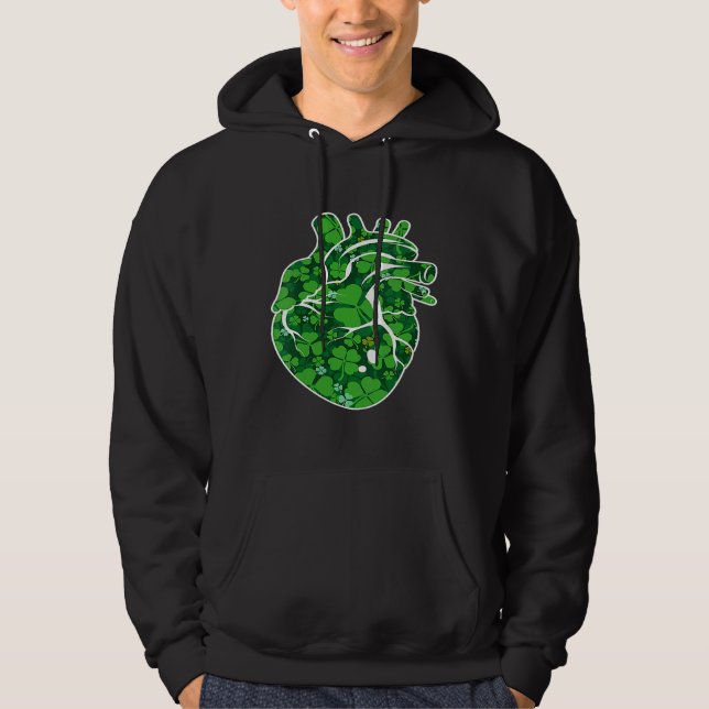 Heart Shamrock Cardiac Nurse St Patricks Day Irish Hoodie (Framsida)
