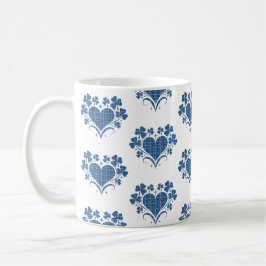 Heart Shamrock Plaid Blue Classic Clover Kaffemugg