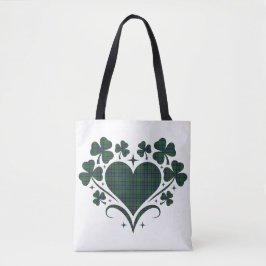 Heart Shamrock Plaid Blue Green Tartan Clover Tygkasse