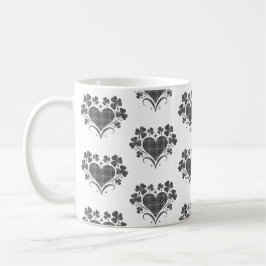 Heart Shamrock Plaid Gray Tartan Clover Kaffemugg