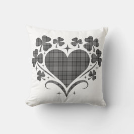Heart Shamrock Plaid Gray Tartan Clover Kudde