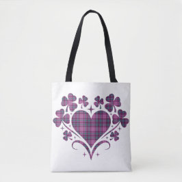 Heart Shamrock Plaid Pink Teal Tartan Clover Tygkasse
