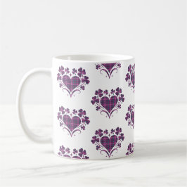 Heart Shamrock Plaid Purple Teal Tartan Clover Kaffemugg
