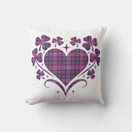 Heart Shamrock Plaid Purple Teal Tartan Clover Kudde