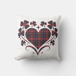 Heart Shamrock Plaid Red Blue Tartan Clover Kudde