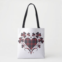 Heart Shamrock Plaid Red Blue Tartan Clover Tygkasse