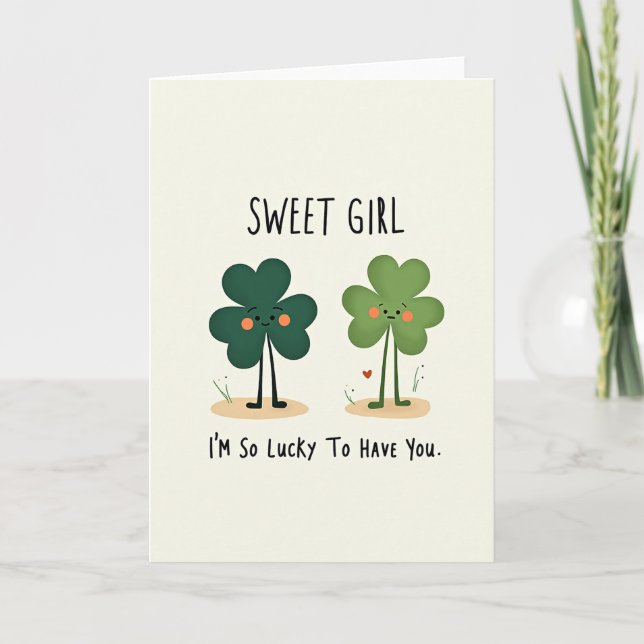 Heart Shamrock Sweet Girl Card Kort (Framsida)