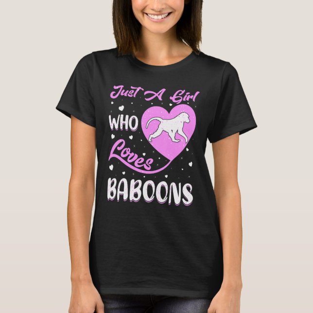 Heart Shape Baboon bara en flicka som Kärlek baboo T Shirt (Framsida)