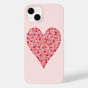 Heart Shape Crimson Polka dots på Rosa