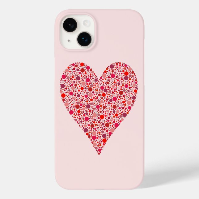 Heart Shape Crimson Polka dots på Rosa (Baksida)