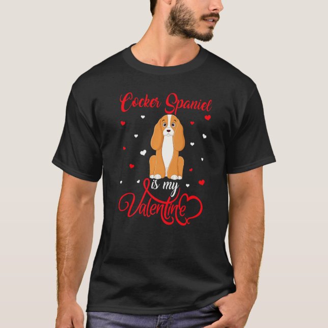 Heart Shape Funny Cocker Spain Hund är min Valenti T Shirt (Framsida)