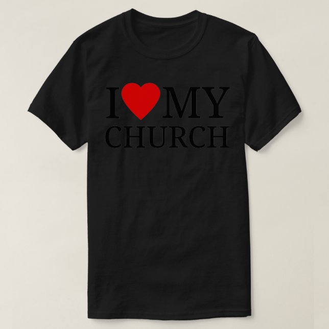 (Heart Shape) I Love My Church  Christian  T Shirt (Design framsida)