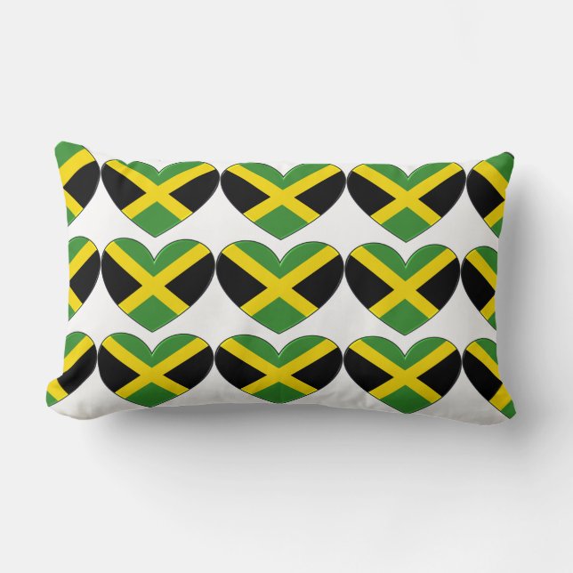 Heart Shape Jamaica Flagga Mönster Pillow Lumbarkudde (Framsida)