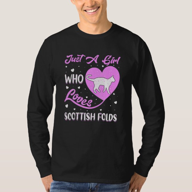 Heart Shape Just A Girl Who Loves Scottish Folds T Shirt (Framsida)