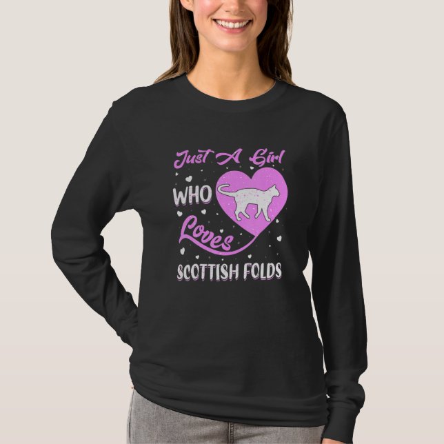 Heart Shape Just A Girl Who Loves Scottish Folds T Shirt (Framsida)