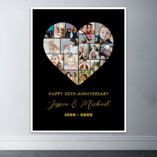 Heart Shape Kärlek Photo Collage Bröllop-årsdag Poster