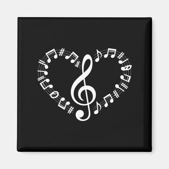 Heart Shape Musical Notes Music Lovers Happy Valen Magnet (Framsidan)