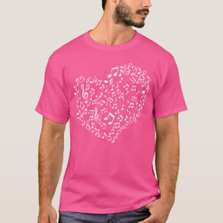 Heart Shape Musik noter Funny Music Älskare retro T Shirt