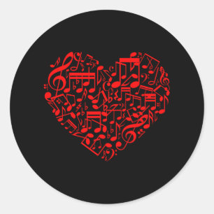 Heart Shape Musik noter Music Älskare Valentiness Runt Klistermärke