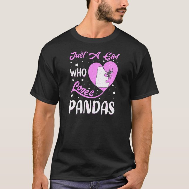 Heart Shape Panda Bara en flicka som Kärlek Pandas T Shirt (Framsida)