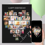 Heart Shape Photo Collage Kärlek Script Birthday Kort<br><div class="desc">Säg Grattis på födelsedagen med ett kärlek-fotosamlingskort. Fotomallen är inställd för att du ska kunna lägga till bilder, som arbetar i rader uppifrån och ned till grund. Fotokollaget innehåller 29 bilder som visas i en blandning av porträtt, liggande och kvadratiska/instagram-format. "kärlek you" är skrivet i handskrivet skript i elegant och...</div>