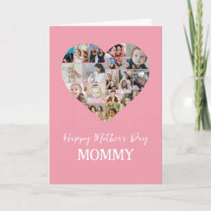 Heart Shape Photo Collage Mamma Rosa Mors dag Kort