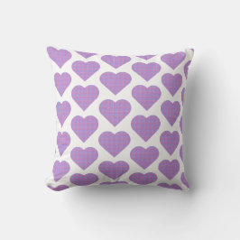Heart Shape Plaid Pink Purple Kudde