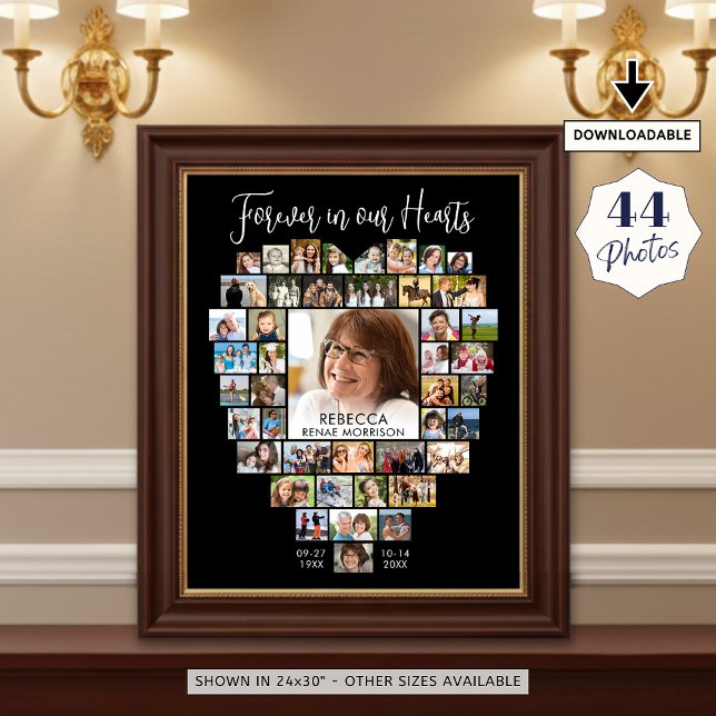 Heart Shaped 44 Photo Collage Funeral Memorial Poster (Skapare uppladdad)