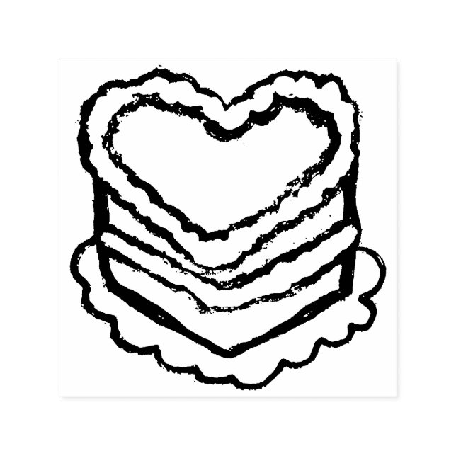 Heart Shaped Birthday Cake                         Självfärgande Stämpel (Design)