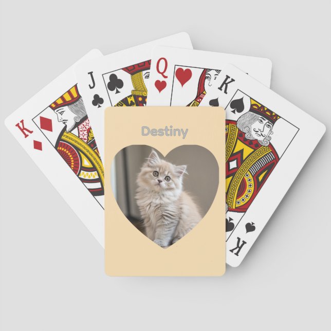 Heart-Shaped Cat Design Casinokort (Baksidan)