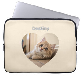 Heart-Shaped Cat Design Laptop Fodral