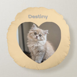 Heart-Shaped Cat Design Rund Kudde