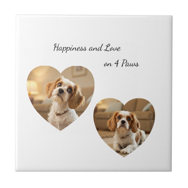 Heart-Shaped Dog Design – “Happiness on Four Paws” Kakelplatta (Framsidan)
