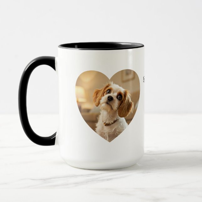 Heart-Shaped Dog Design – “Happiness on Four Paws” Mugg (Vänster)