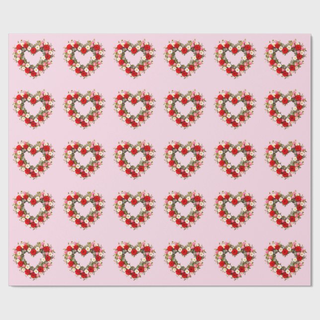 Heart Shaped Floral Wreath Roses Daisies Tulips Presentpapper (Platt)