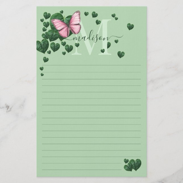 Heart-Shaped Leaves Bouquet Stationery Brevpapper (Framsida)