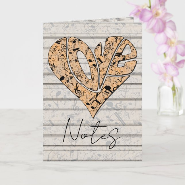 Heart-Shaped Love Typography with Musical Notes Kort (Orkide)