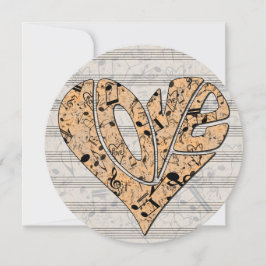 Heart-Shaped Love Typography with Musical Notes Kort