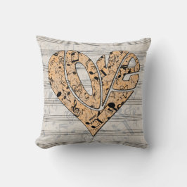 Heart-Shaped Love Typography with Musical Notes Kudde