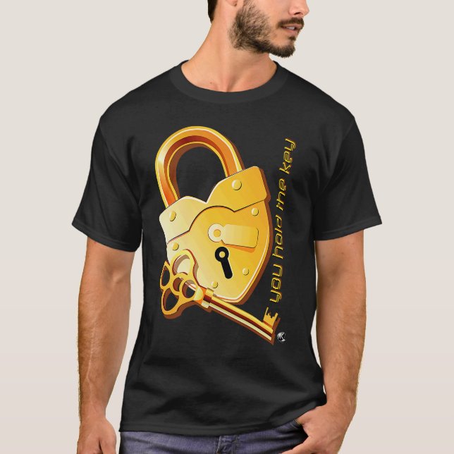 Heart shaped padlock and key with the inscription t shirt (Framsida)