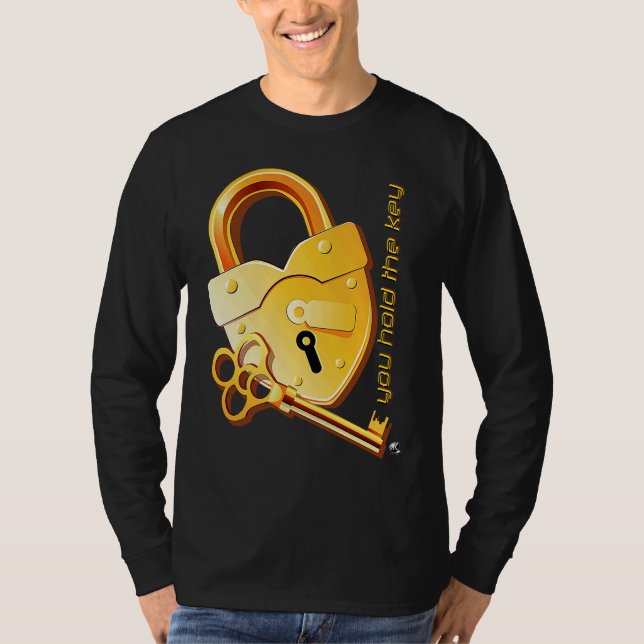Heart shaped padlock and key with the inscription t shirt (Framsida)