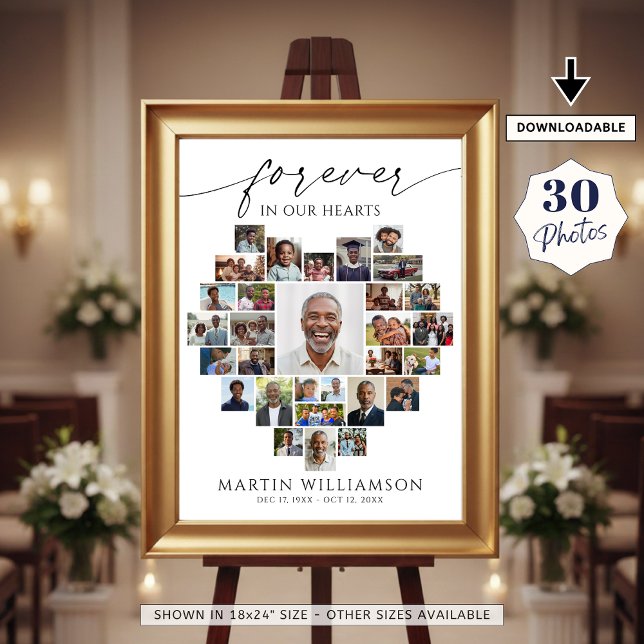 Heart Shaped Photo Collage Forever in Our Hearts Poster (Skapare uppladdad)