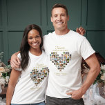 Heart Shaped Photo Collage Funeral Celebration T Shirt<br><div class="desc">This beautiful memorial t-shirt is perfect for family friends to wear at their loved one's celebration of life. The design features 48 square photos shaped into a heart and gold text that reads "Forever in our hearts". Add custom text to personalize. So unique - this template is so easy to...</div>
