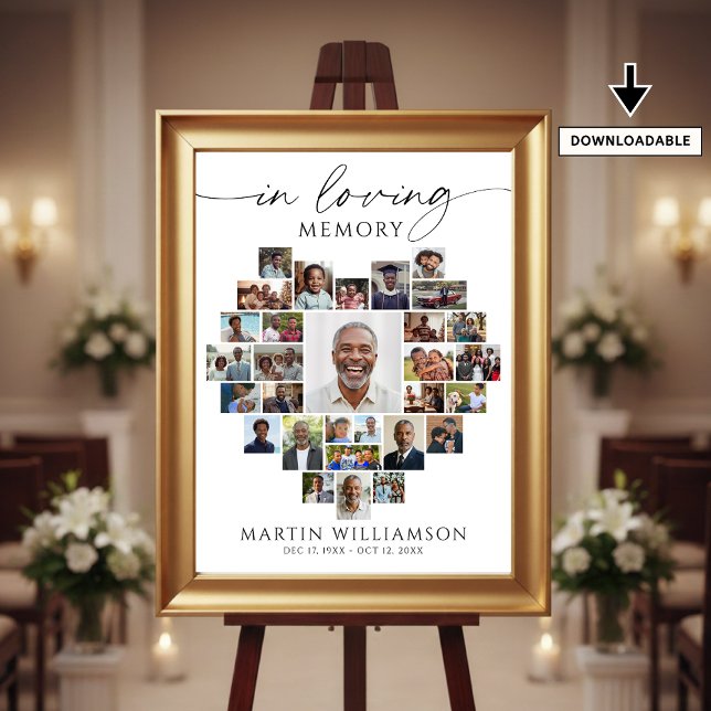 Heart Shaped Photo Collage In Loving Memory Poster (Skapare uppladdad)