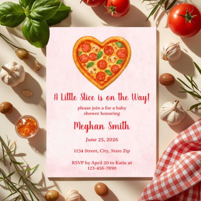 Heart Shaped Pizza Baby Shower Invitation Inbjudningar (Skapare uppladdad)