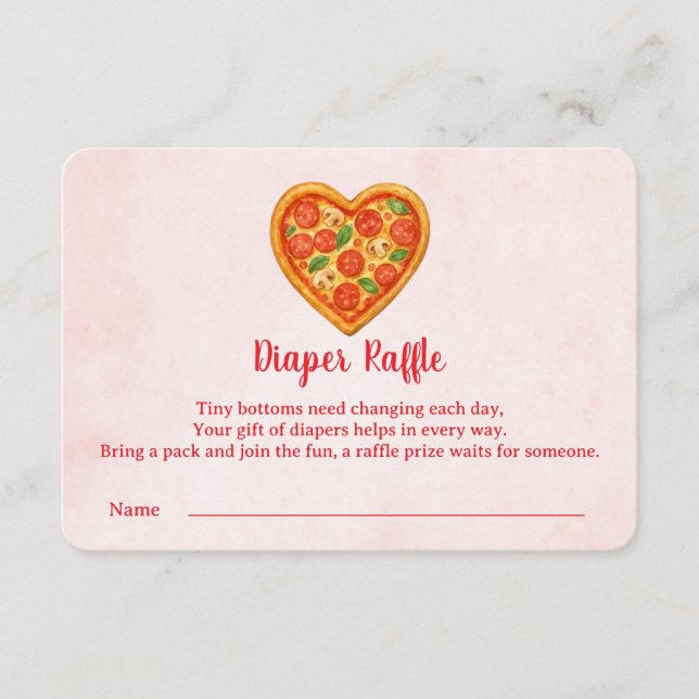 Heart Shaped Pizza Diaper Raffle Insert | Red Tack Kort (Framsida)