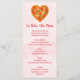 Heart Shaped Pizza Menu Card | Red Checkered Meny